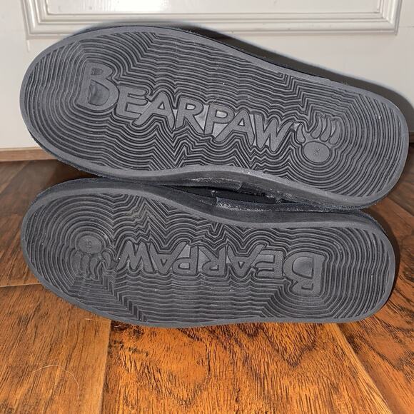 Bearpaw Evangeline Short Youth Sz 5 Suede Blk Boots Sheepskin Wool Lining 2414Y - Picture 5 of 9